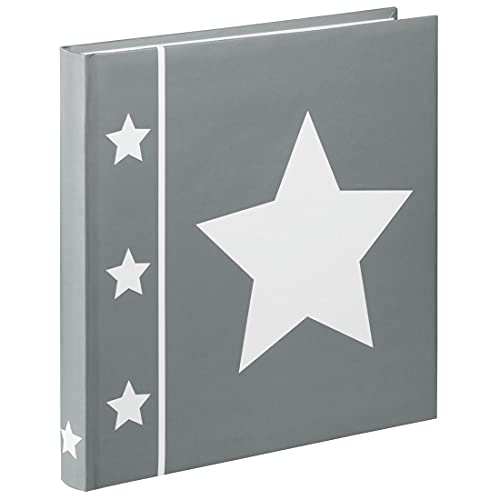 Hama Fotoalbum „Skies“ (Jumbo Album mit 60 Seiten, für 240 Fotos im Format 10x15, Stern Motiv, 30x30) XL Fotobuch grau von Hama