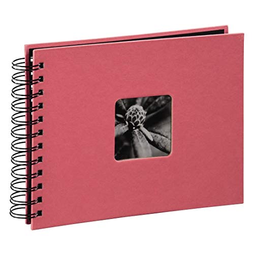 Hama Fotoalbum 24x17 cm (Spiral-Album mit 50 schwarzen Seiten, Fotobuch mit Pergamin-Trennblättern, Album zum Einkleben und Selbstgestalten) flamingo-rot/-rosa von Hama