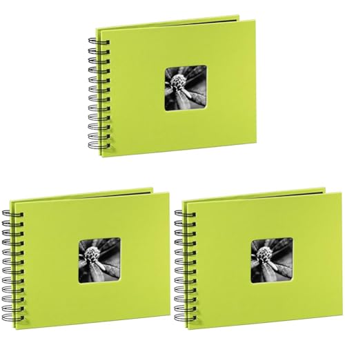 Hama Fotoalbum 24x17 cm (Spiral-Album mit 50 schwarzen Seiten, Fotobuch mit Pergamin-Trennblättern, Album zum Einkleben und Selbstgestalten) hellgrün (Packung mit 3) von Hama