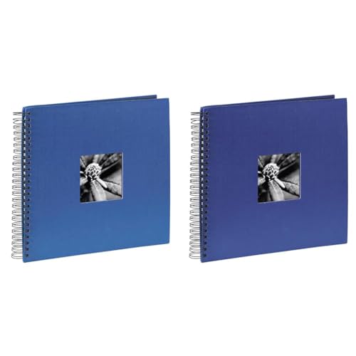 Hama Fotoalbum 28x24 cm (Spiral-Album mit 50 schwarzen Seiten, Fotobuch mit Pergamin-Trennblättern, Album zum Einkleben und Selbstgestalten) azur-blau (Packung mit 2) von Hama