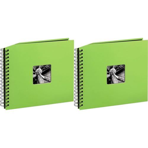 Hama Fotoalbum 28x24 cm (Spiral-Album mit 50 schwarzen Seiten, Fotobuch mit Pergamin-Trennblättern, Album zum Einkleben und Selbstgestalten) hellgrün, 1 Stück (2er Pack) von Hama