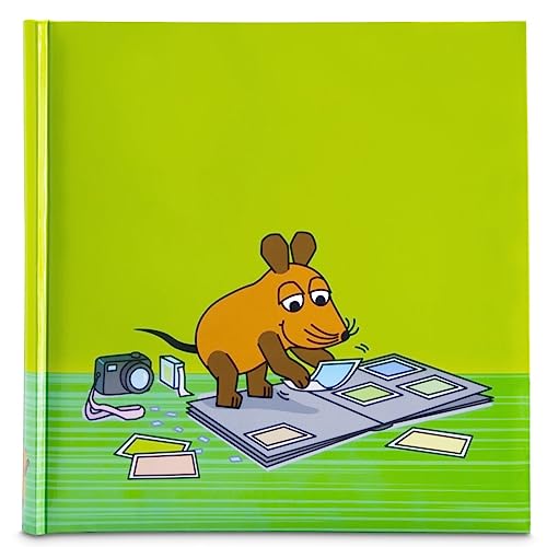 Hama Fotoalbum Jumbo „DieMaus“ 30x30 cm (Fotobuch mit 80 weißen Seiten, Album für 320 Fotos zum Selbstgestalten und Einkleben, Sendung mit der Maus, für Kinderfotos, Babyalbum) grün von Hama
