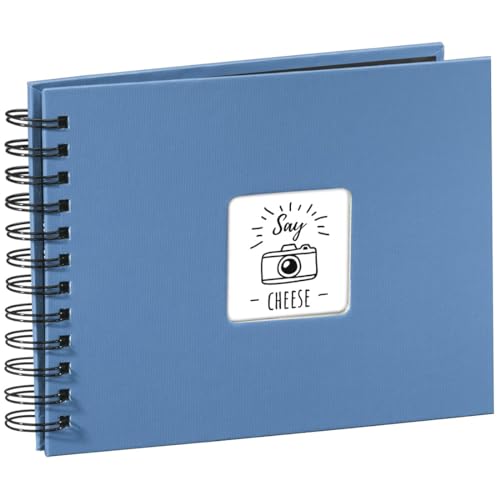 Hama Fotoalbum 24x17 cm (Spiral-Album mit 50 schwarzen Seiten, Fotobuch mit Pergamin-Trennblättern, Album zum Einkleben und Selbstgestalten) azur-blau von Hama