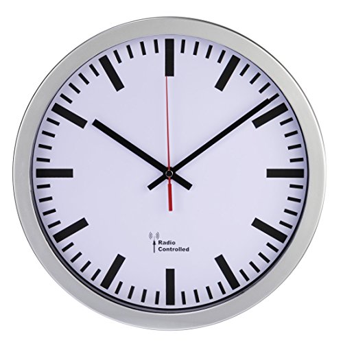 Hama Funk Wanduhr (Große DCF-Funkuhr mit automatischer Zeiteinstellung, Jumbo Uhr mit 30 cm Durchmesser) silber von Hama