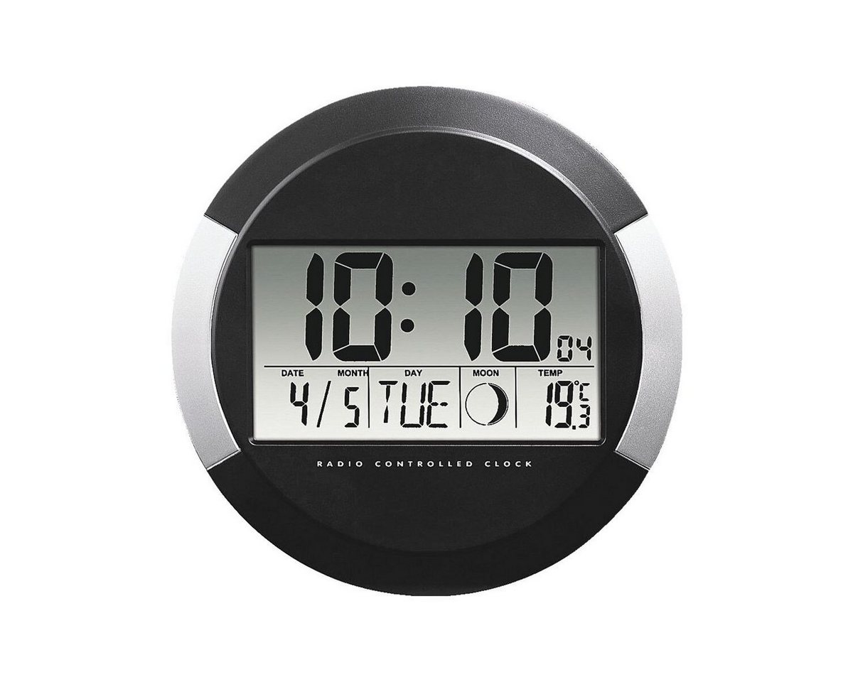 Hama Funkwanduhr PP-245 (digitaler Zeit-, Kalender- und Temperaturanzeige, Ø 24,5 cm) von Hama
