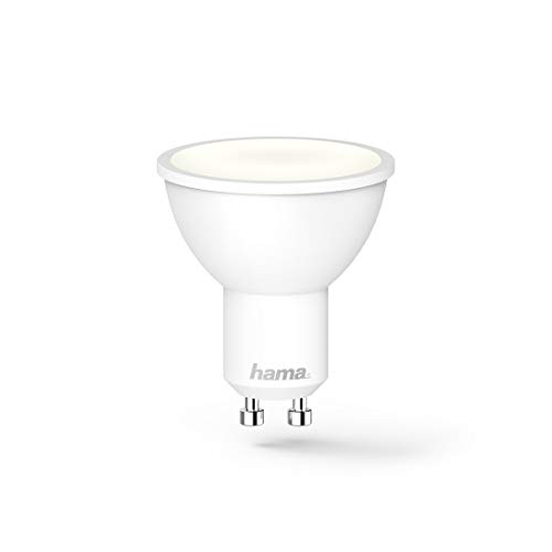 Hama GU10 Wi-Fi LED-Lampe, 4,5W (ohne Hub, dimmbar, gesteuert via Alexa/Google Home/App, 2,4GHz, warm-/neutral-/tageslichtweiß) WLAN Lampe, Echo/Echo Dot/Echo Spot/Echo Plus/Echo Show kompatibel von Hama