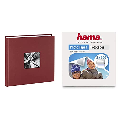 Hama Jumbo Fotoalbum (30 x 30 cm, 100 Seiten) bordeaux + Hama Fototapes (1.000 Stück, 2-seitig selbstklebend) transparent von Hama