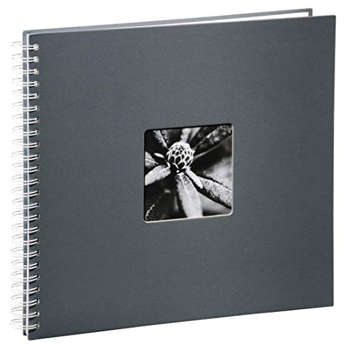 Hama Fotoalbum Jumbo 36x32 cm (Spiral-Album mit 50 weißen Seiten, Fotobuch mit Pergamin-Trennblättern, Album zum Einkleben und Selbstgestalten) grau von Hama