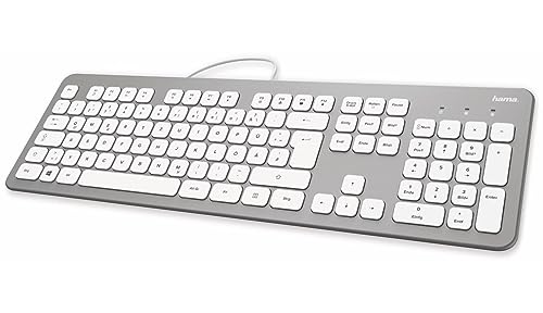 Hama KC-700 USB Tastatur Deutsch, QWERTZ, Windows® Silber, Weiß von Hama