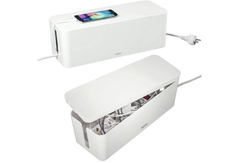 Hama Kabelbox Design Kabelbox Weiß Kabelmanager Ladebox, (1x Kabelbox, Aufbewahrung), Kabel-Organizer Strom Ladestation für Zuhause TV PC Büro Schreibtisch von Hama