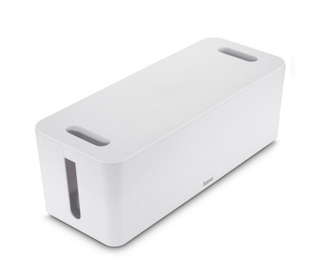 Hama Kabelbox Kabelbox groß mit integrierter Kabelführung, für 6er Steckdosenleiste, (1-tlg), schlichtes Design, universelle Anwendung Schreibtisch, Farbe Weiß von Hama
