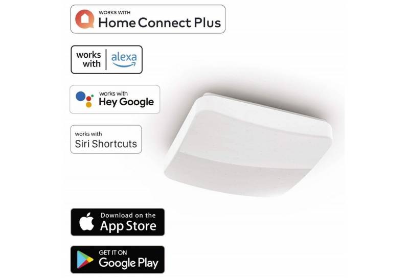 Hama LED Deckenleuchte WiFi LED Deckenleuchte 18W / 100W dimmbar, Deckenlampe Quadratisch 18W = 100W, Dimmbar, Smart Home von Hama