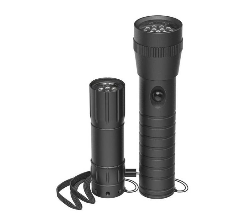Hama LED Taschenlampe LED Taschenlampe, 2er Set (Mini Taschenlampe und große Taschenlampe), stoßfest, robust, stromsparend aus Aluminium von Hama
