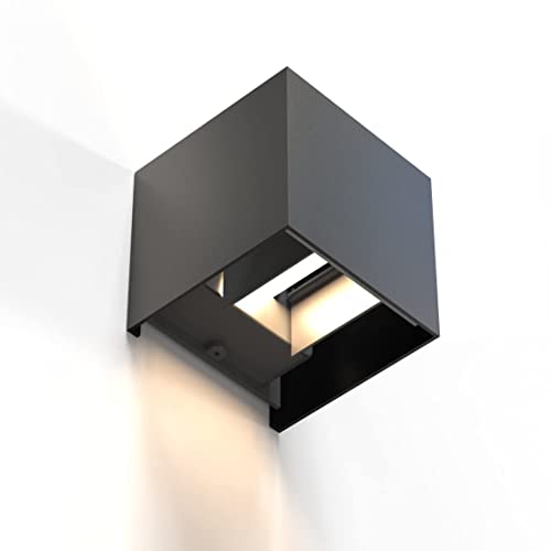 Hama LED Wandleuchte (WLAN Lampe für innen und außen IP 44, Smart Home Lampe steuerbar per App und Sprache, dimmbar 2700 K – 6500 K, smarte Lampe mit einstellbarem Abstrahlwinkel, Metall) schwarz von Hama