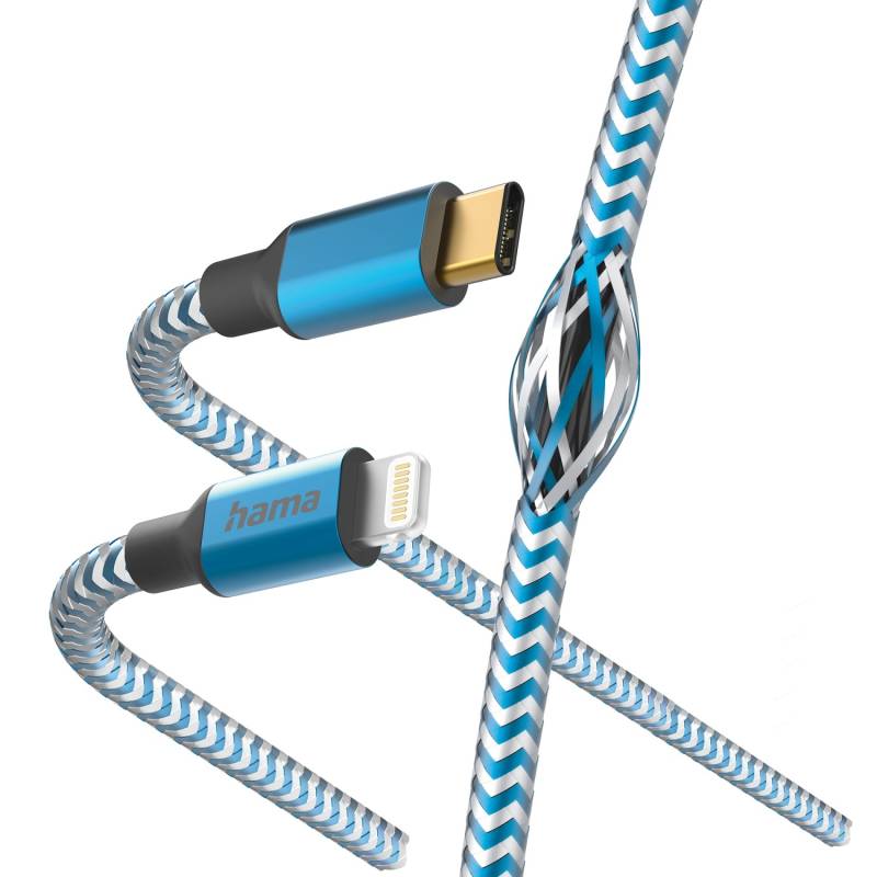 Hama Ladekabel Reflective Nylon USB-C Lightning 1,5 m Blau Hama Ladekabel Reflective Nylon USB-C Lightning 1,5 m Blau von Hama