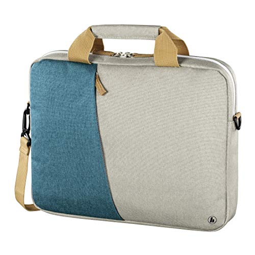 Hama Laptoptasche 34 cm, 13,3 Zoll (gepolsterte Umhängetasche mit Tragegurt und Handgriff, Schultertasche für Damen und Herren, Aktentasche mit Platz für Zubehör) grau, türkis von Hama