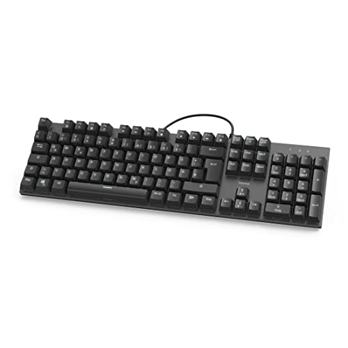 Hama mechanische Tastatur (leise Tastatur, mit Hintergrundbeleuchtung, Tastatur, Tastatur kabelgebunden, Tastatur mechanisch, ergonomische Tasten, PC Tastatur, Tastatur USB) schwarz-anthrazit von Hama