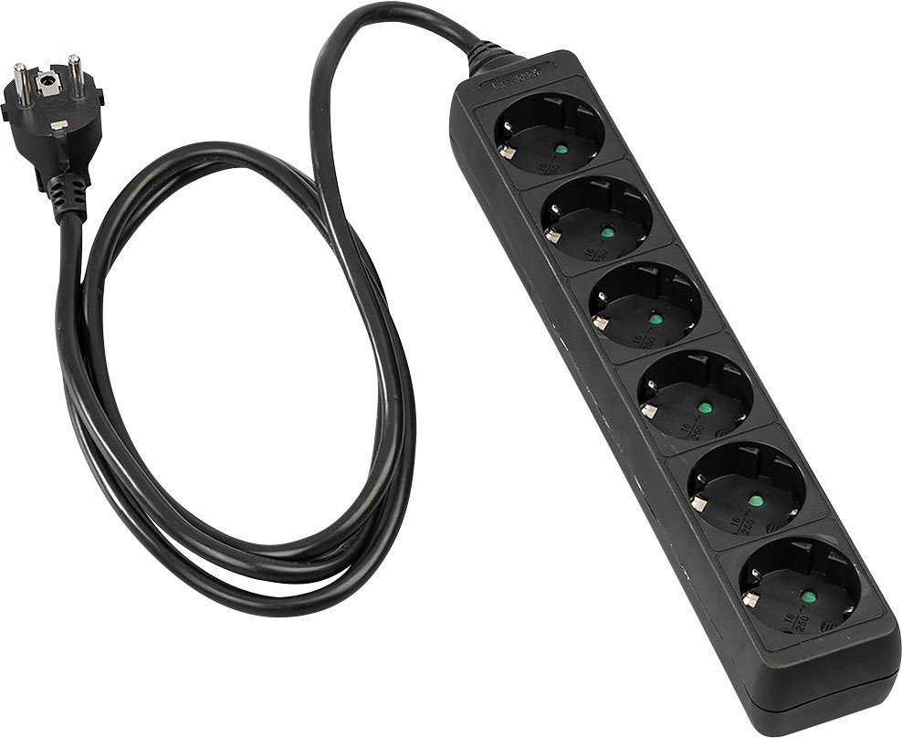 Hama Mehrfachsteckdose, 6-fach, 1,4 m, Schwarz Steckdosenleiste 6-fach (Kabellänge 1,4 m) von Hama