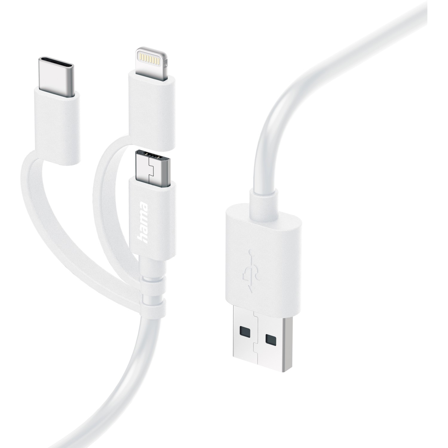 Hama Multi-Ladekabel 3 in 1 USB-A - Micro-USB, USB-C und Lightning 1 m Weiß Hama Multi-Ladekabel 3 in 1 USB-A - Micro-USB, USB-C und Lightning 1 m Weiß von Hama