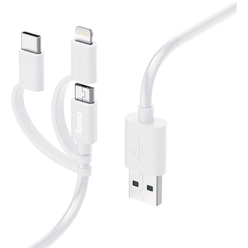 Hama Multi-Ladekabel 3 in 1 USB-A - Micro-USB, USB-C und Lightning 1 m Weiß von Hama