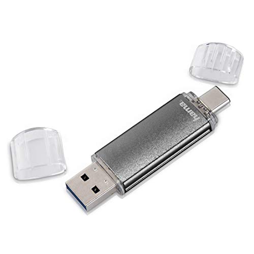 Hama 128GB USB-Speicherstick mit USB 2.0 & microUSB (2-in-1 USB-Stick, z.B. für Android Handy, Tablet, Computer, Notebook, PC, Laptop, MacBook, OTG, 15MB/s) Handy-Stick, Doppel Memory-Stick grau von Hama