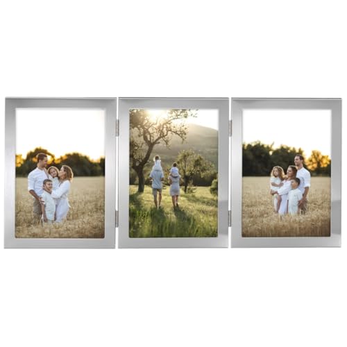 Hama Bilderrahmen 10x15 (3er Bilderrahmen, Bilderrahmen mehrere Bilder, Fotorahmen, Portraitrahmen, Hochformat, Querformat, zum Hängen, zum Hinstellen, Samt, 3x Bildformat 10 x 15 cm) silber Hama Bilderrahmen 10x15 (3er Bilderrahmen, Bilderrahmen mehrere Bilder, Fotorahmen, Portraitrahmen, Hochformat, Querformat, zum Hängen, zum Hinstellen, Samt, 3x Bildformat 10 x 15 cm) silber von Hama