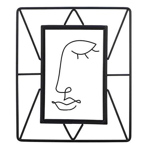 Hama Bilderrahmen Metall schwarz 10x15 cm (Bilderrahmen für Portrait, zum Stellen, Wechselrahmen, stehend mit Standfuß, Portraitrahmen mit Glas, Industriedesign) schwarz von Hama