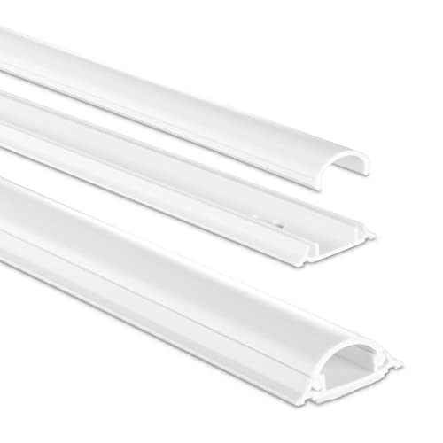 Hama Selbstklebender Kabelkanal Weiß (Kunstoffleiste 1 Meter Länge, für 2 Kabel, halbrunde PVC Kabelabdeckung, inkl. Klebestreifen der Marke 3M) von Hama