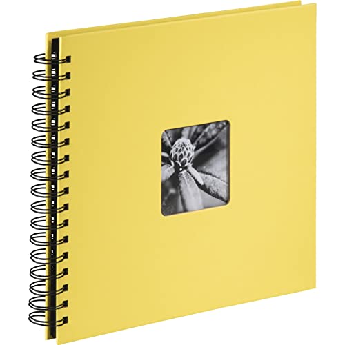 Hama Fotoalbum 28x24 cm (Spiral-Album mit 50 schwarzen Seiten, Fotobuch mit Pergamin-Trennblättern, Album zum Einkleben und Selbstgestalten) gelb von Hama