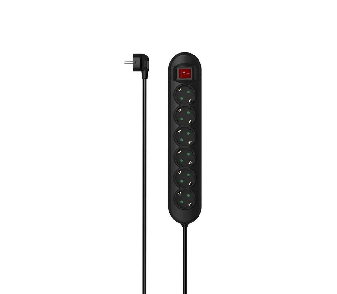 Hama Steckdosenleiste 6 fach mit Schalter, optimale Schalterposition Steckdosenleiste 6-fach (Ein- / Ausschalter, Schalterbeleuchtung, Schutzkontaktkupplung, Kabellänge 1,4 m), Mehrfachsteckdose, 1,4 m, Kunststoff, Kabelmanagement von Hama