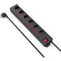 Hama Steckdosenleiste "Mehrfachsteckdose 6-fach Steckerleiste, mit Schalter", 6-fach, (Schalterbeleuchtung-separate Ein- / Ausschalter Schutzkontaktstecker Kabellänge 1,4 m) von Hama