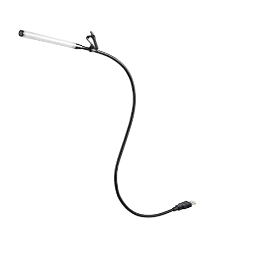 Hama LED USB Lampe (Laptoplampe mit 7 LEDs, Warmweiß, Tageslicht, Kaltweiß, flexible LED Buchlampe mit Schwanenhals 50 cm, Bedienung der Klemmleuchte über Touch-Sensor, Leselampe mit Klemme) Schwarz von Hama