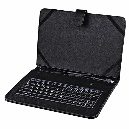 Hama Tablet-Tasche mit integrierter Tastatur (Case passend für Lenovo, Medion, TrekStor uvm, für OTG-Tablets mit Display bis 26,7 cm, 10.5 Zoll, Standfunktion) Schutz-Hülle, Slim Cover, schwarz von Hama