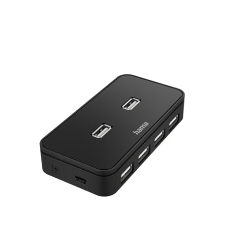 USB-Hub, 7 Ports, USB 2.0, 480 Mbit/s, inkl. Kabel und Netzteil von Hama