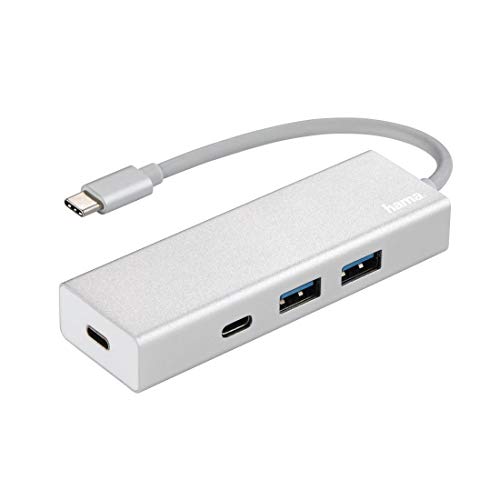 Hama USB 3.1 Type-C Hub, 4-fach (2x USB-A, 2x USB-C, 5 Gbit/s Super-Speed Datentransfer, für PC/Mac/Laptop/Tablet mit USB-C-/Thunderbolt 3-Anschluss, Aluminium) externer USB-Verteiler, Multi-USB-Hub von Hama