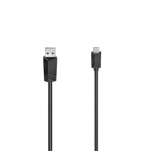 Hama USB C Kabel 0,75 m (Ladekabel USB A auf USB C, USB Typ C Kabel Datenübertragung 480 Mbit/s, Datenkabel für PC, Laptop, Tablet, Handy, Game Controller etc., schlankes Steckergehäuse) schwarz von Hama