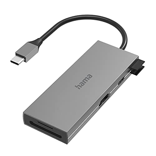 Hama USB C Hub 6 Ports (Multiport Adapter 1x HDMI 4K, 2X USB-A, 1x USB-C zur Übertragung von Daten und zum Laden mit PD, 2X Kartenleser SD und microSD, USB C Adapter 6in1 für Büro, Homeoffice) Alu Hama USB C Hub 6 Ports (Multiport Adapter 1x HDMI 4K, 2X USB-A, 1x USB-C zur Übertragung von Daten und zum Laden mit PD, 2X Kartenleser SD und microSD, USB C Adapter 6in1 für Büro, Homeoffice) Alu von Hama