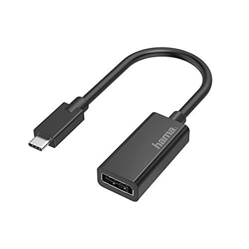 Hama USB C auf Displayport Adapter (Monitoradapter 4K Ultra HD, Adapterkabel USB C Stecker – DisplayPort Kupplung, Video Adapter für PC, Notebook, MacBook, Tablet, kompatibel mit Thunderbolt 3, 4) von Hama