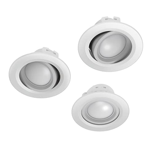 Hama WLAN LED Einbaustrahler Set 5W, 3 Stück, (LED Einbauleuchte funktioniert ohne Hub, runder LED Einbauspot, schwenkbar, Sprach-/App-Steuerung, WLAN Lampe für verschiedene Lichtatmosphären) Weiß von Hama