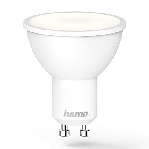 Hama WLAN Lampe mit Lampenfassung GU10, (Smart Lampe funktioniert ohne Hub, LED Leuchtmittel mit 5,5W in Reflektorform, Sprach-/App-Steuerung, Smart Home Lampe für verschiedene Lichtatmosphären) Weiß von Hama