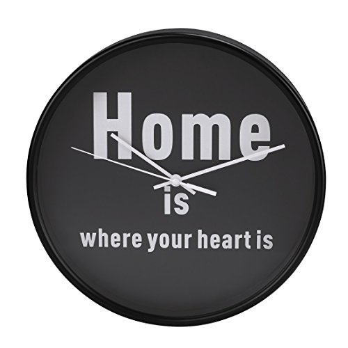 Hama Wanduhr Home is where your heart is (geräuscharm ohne Ticken, 26 cm) schwarz/weiß von Hama