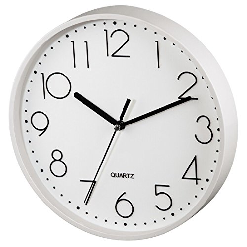 Hama Wanduhr ohne tickgeräusche (leise Wohnzimmer-Uhr mit großem Ziffernblatt, analoge Küchenuhr inkl. Batterie) weiß von Hama