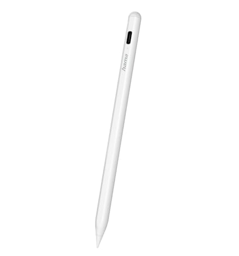 Hama Stift für iPad (Eingabestift, aktiv, für Apple iPads, aufladbar, für kapazitiven Touch Display, unterstützt iPad Scribble Funktion, iPad kompatibler Stift, Touchpen) weiß von Hama