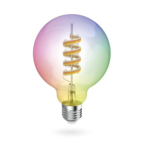 Hama smarte Glühbirne E27 (smarte Lampe RGB und weiß, Filament-Lampe G95 Globeform, dimmbare WLAN Lampe, Matter kompatibel für z.B Alexa, Google Assistant, Apple Home, Smart Things) von Hama