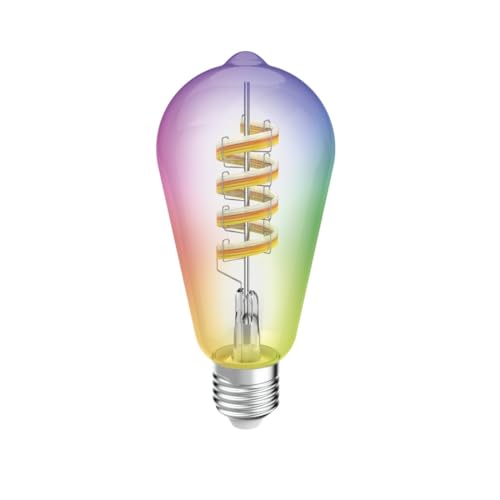 Hama smarte Glühbirne E27 (smarte Lampe RGB und weiß, Vintage Design mit Filament ST64 Kolbenform, dimmbare WLAN Lampe, Matter kompatibel für z.B Alexa, Google Assistant, Apple Home, Smart Things) von Hama
