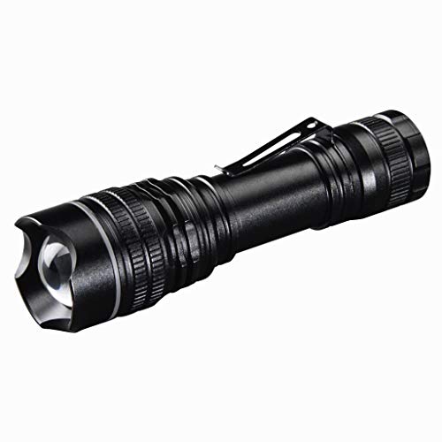 Hama LED Taschenlampe Professional (fokussierbar, mit Clip, 3 Lichtmodi, gummiert, ideal für Outdoor, Werkstatt, Kfz, Camping, inkl. AA Batterie, 100 Lumen) schwarz von Hama