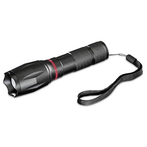 Hama LED-Taschenlampe, zoombar (Stoßfeste Lampe für Outdoor, ausdauerndes und extrem helles Camping-Licht, 200 Lumen) schwarz von Hama