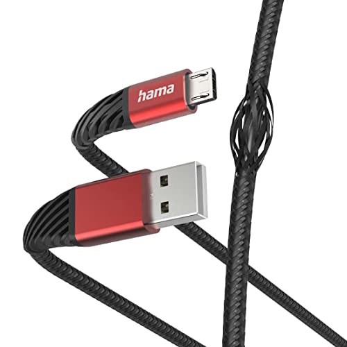 Ladekabel Extreme, USB-A - Micro-USB, 1,5 m, Nylon, Schwarz/Rot von Hama