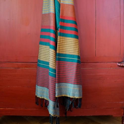 Karawan Authentic Hamamtuch Bio Ebony – XL 100x170 cm – Saunatuch, Strandtuch, Badetuch – Pestemal aus 100% Bio-Baumwolle – groß, leicht & saugfähig für Damen & Herren (rot-blau) von Hamamista