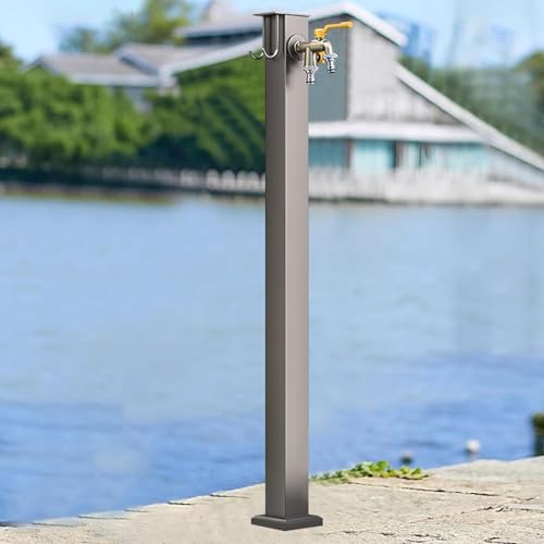 Outdoor Gartensäule mit Wasserhahn Freistehende quelle für den Außenbereich Frostsicherer Wasserhahn mit doppeltem Auslauf quadratischer vertikaler Säulenwasserhahn für die Rasenbewässerung imInnenhof von Hamankim
